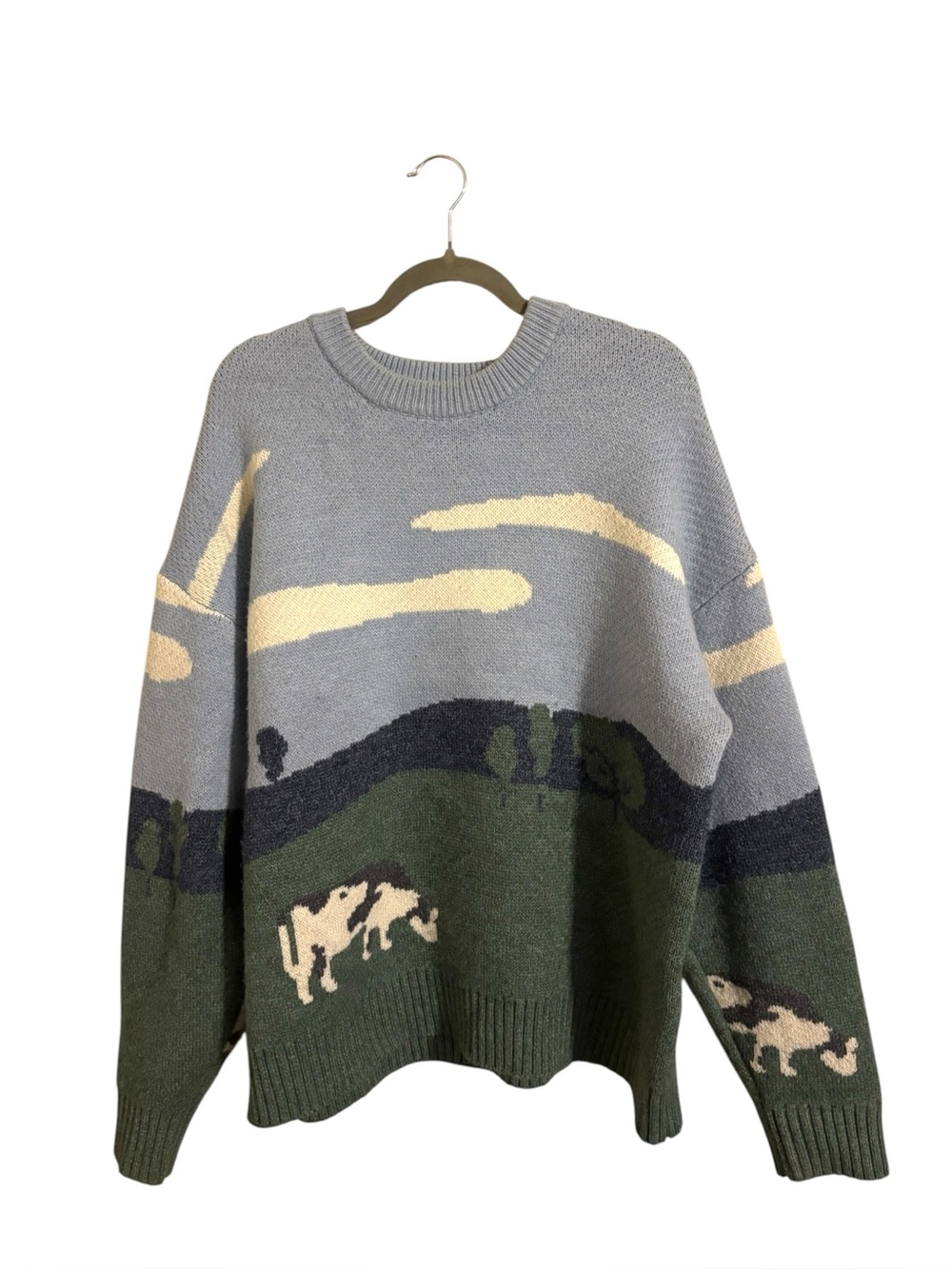 Aelfric Eden Cow Farm Print Pullover Sweater Mens XL